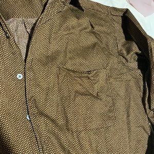 Perry Ellis brown polka dot shirt